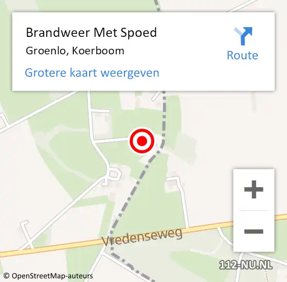 Locatie op kaart van de 112 melding: Brandweer Met Spoed Naar Groenlo, Koerboom op 30 augustus 2022 10:16