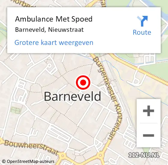 Locatie op kaart van de 112 melding: Ambulance Met Spoed Naar Barneveld, Nieuwstraat op 30 augustus 2022 10:17