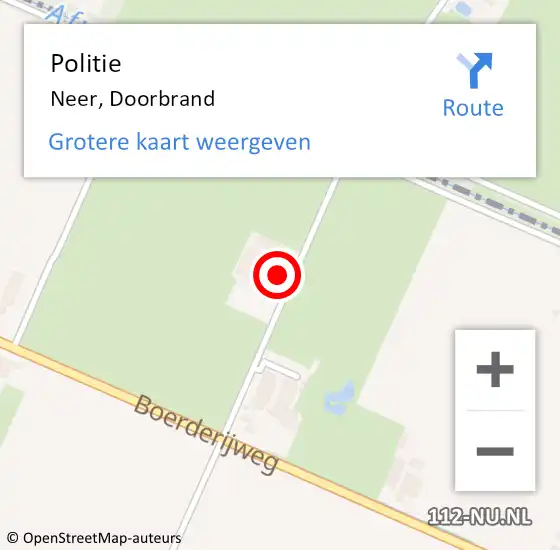 Locatie op kaart van de 112 melding: Politie Neer, Doorbrand op 30 augustus 2022 10:56