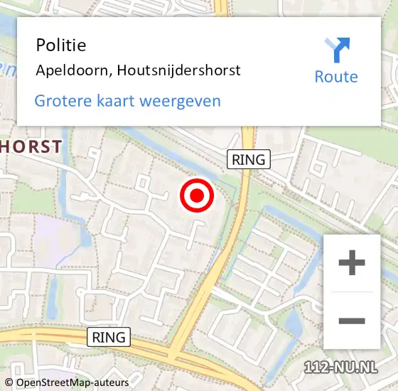 Locatie op kaart van de 112 melding: Politie Apeldoorn, Houtsnijdershorst op 30 augustus 2022 11:03