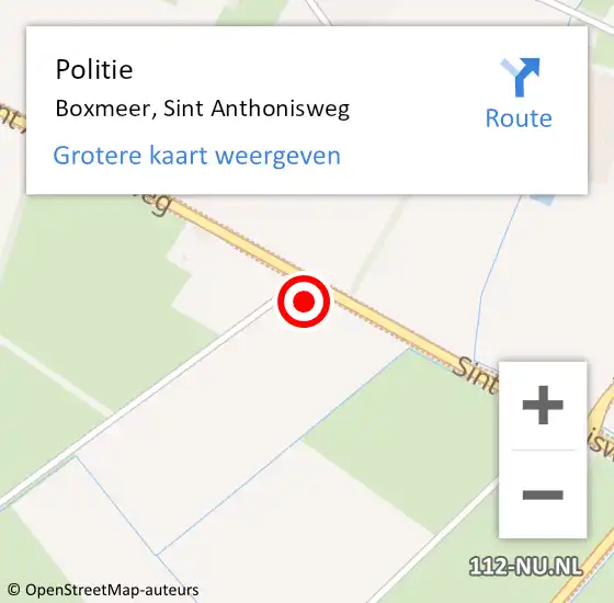 Locatie op kaart van de 112 melding: Politie Boxmeer, Sint Anthonisweg op 30 augustus 2022 11:17