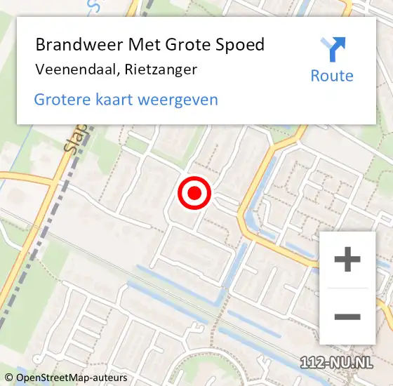 Locatie op kaart van de 112 melding: Brandweer Met Grote Spoed Naar Veenendaal, Rietzanger op 30 augustus 2022 11:23