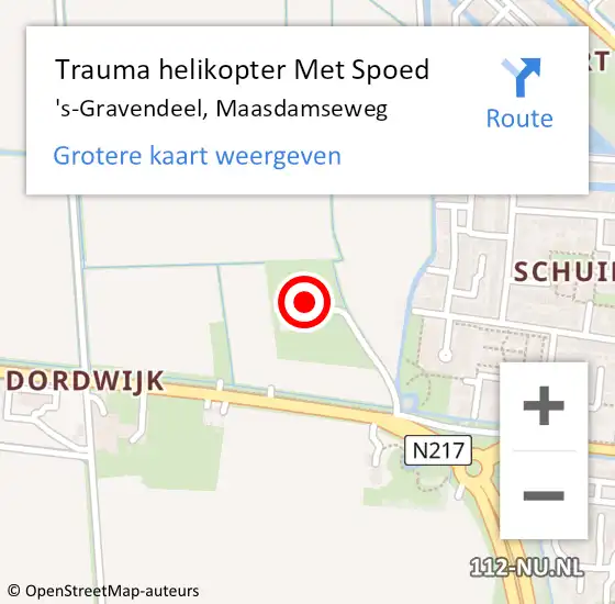 Locatie op kaart van de 112 melding: Trauma helikopter Met Spoed Naar 's-Gravendeel, Maasdamseweg op 30 augustus 2022 11:33