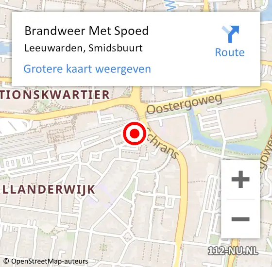 Locatie op kaart van de 112 melding: Brandweer Met Spoed Naar Leeuwarden, Smidsbuurt op 30 augustus 2022 11:40