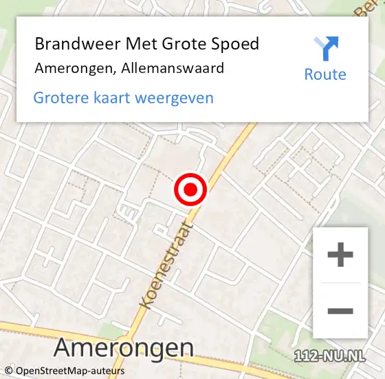 Locatie op kaart van de 112 melding: Brandweer Met Grote Spoed Naar Amerongen, Allemanswaard op 30 augustus 2022 11:45