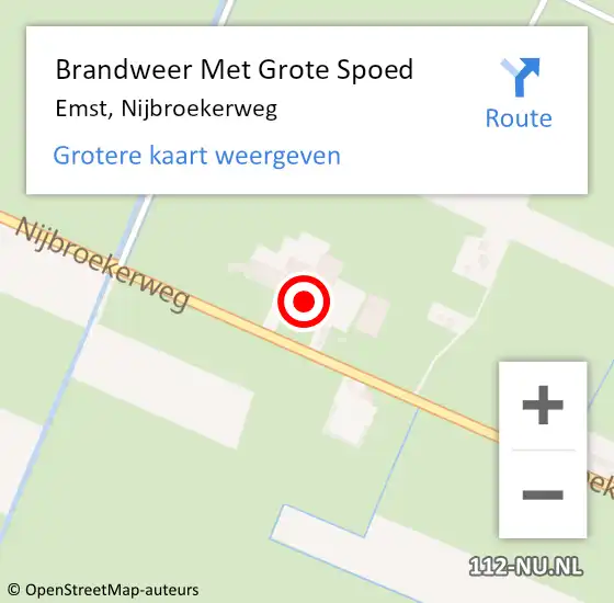 Locatie op kaart van de 112 melding: Brandweer Met Grote Spoed Naar Emst, Nijbroekerweg op 30 augustus 2022 11:47