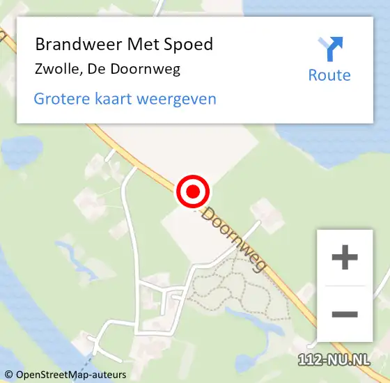 Locatie op kaart van de 112 melding: Brandweer Met Spoed Naar Zwolle, De Doornweg op 30 augustus 2022 11:55