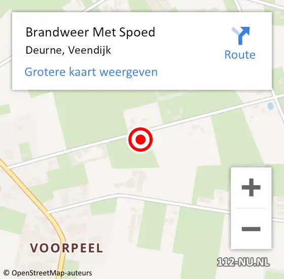 Locatie op kaart van de 112 melding: Brandweer Met Spoed Naar Deurne, Veendijk op 30 augustus 2022 12:03