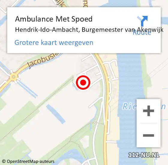 Locatie op kaart van de 112 melding: Ambulance Met Spoed Naar Hendrik-Ido-Ambacht, Burgemeester van Akenwijk op 30 augustus 2022 12:10