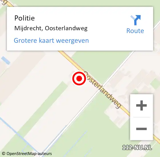 Locatie op kaart van de 112 melding: Politie Mijdrecht, Oosterlandweg op 30 augustus 2022 12:40