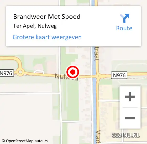 Locatie op kaart van de 112 melding: Brandweer Met Spoed Naar Ter Apel, Nulweg op 30 augustus 2022 12:46