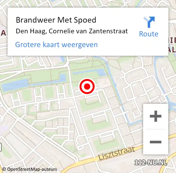 Locatie op kaart van de 112 melding: Brandweer Met Spoed Naar Den Haag, Cornelie van Zantenstraat op 30 augustus 2022 12:52