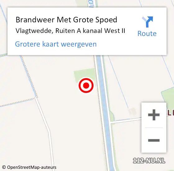 Locatie op kaart van de 112 melding: Brandweer Met Grote Spoed Naar Vlagtwedde, Ruiten A kanaal West II op 30 augustus 2022 12:54