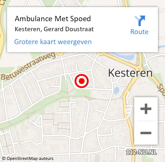 Locatie op kaart van de 112 melding: Ambulance Met Spoed Naar Kesteren, Gerard Doustraat op 30 augustus 2022 13:02