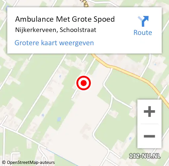 Locatie op kaart van de 112 melding: Ambulance Met Grote Spoed Naar Nijkerkerveen, Schoolstraat op 30 augustus 2022 13:05