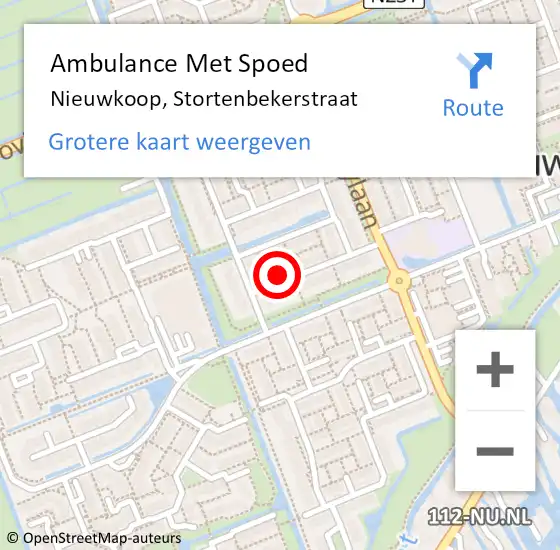 Locatie op kaart van de 112 melding: Ambulance Met Spoed Naar Nieuwkoop, Stortenbekerstraat op 30 augustus 2022 13:30