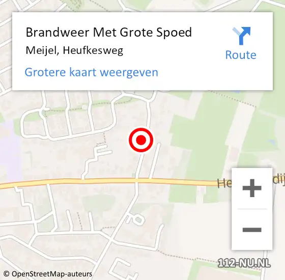 Locatie op kaart van de 112 melding: Brandweer Met Grote Spoed Naar Meijel, Heufkesweg op 30 augustus 2022 13:46