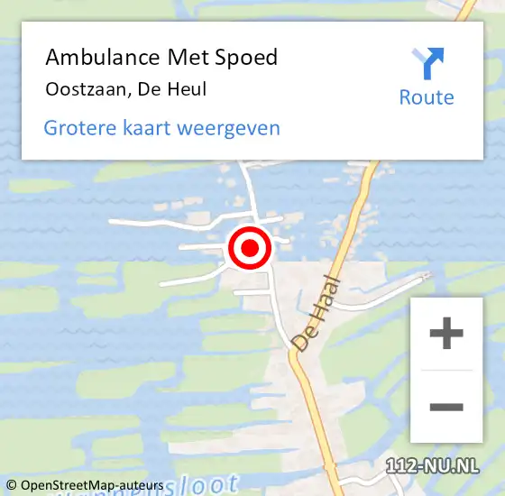 Locatie op kaart van de 112 melding: Ambulance Met Spoed Naar Oostzaan, De Heul op 30 augustus 2022 13:54