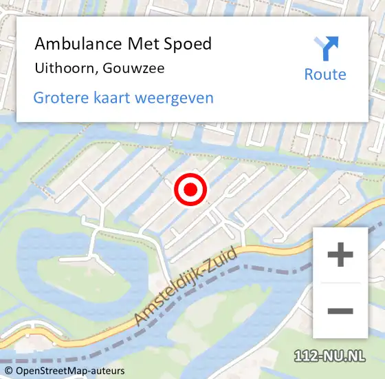 Locatie op kaart van de 112 melding: Ambulance Met Spoed Naar Uithoorn, Gouwzee op 30 augustus 2022 13:59