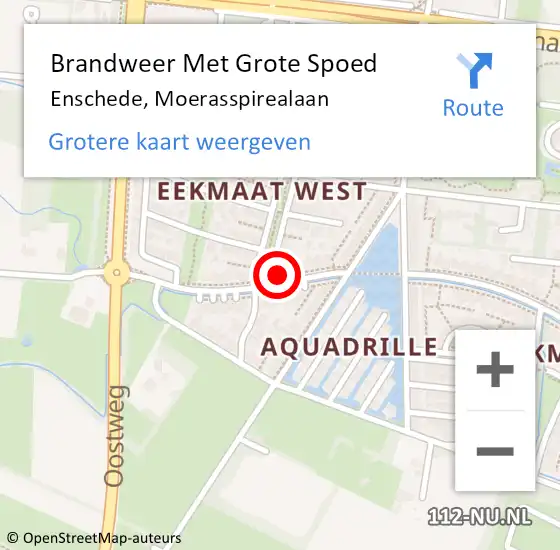 Locatie op kaart van de 112 melding: Brandweer Met Grote Spoed Naar Enschede, Moerasspirealaan op 30 augustus 2022 14:00