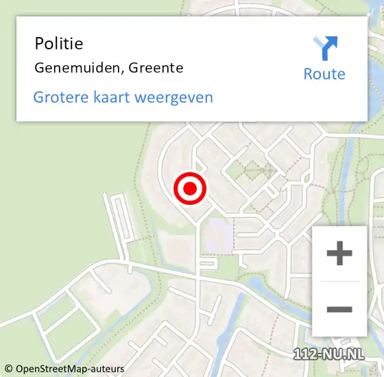 Locatie op kaart van de 112 melding: Politie Genemuiden, Greente op 30 augustus 2022 14:06