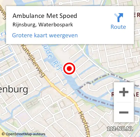 Locatie op kaart van de 112 melding: Ambulance Met Spoed Naar Rijnsburg, Waterbospark op 30 augustus 2022 14:12