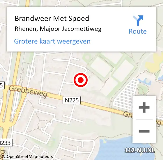 Locatie op kaart van de 112 melding: Brandweer Met Spoed Naar Rhenen, Majoor Jacomettiweg op 30 augustus 2022 14:13