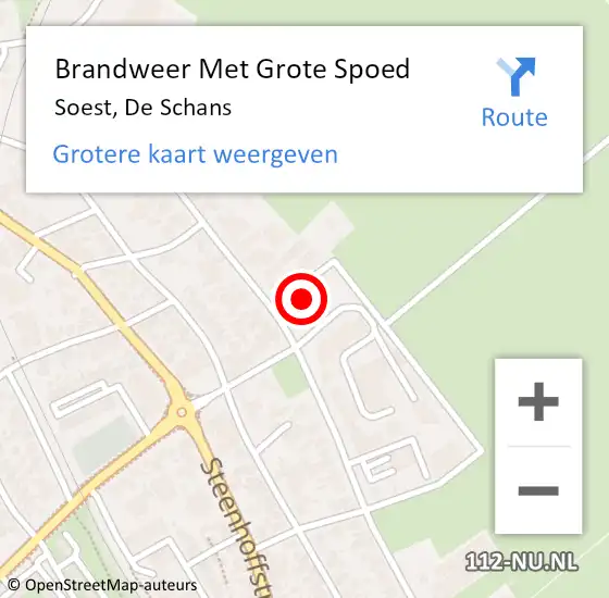 Locatie op kaart van de 112 melding: Brandweer Met Grote Spoed Naar Soest, De Schans op 30 augustus 2022 14:31