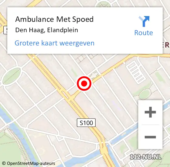 Locatie op kaart van de 112 melding: Ambulance Met Spoed Naar Den Haag, Elandplein op 30 augustus 2022 14:35