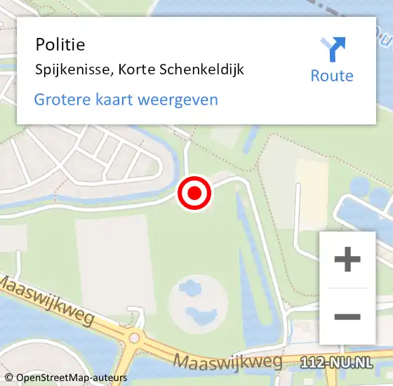 Locatie op kaart van de 112 melding: Politie Spijkenisse, Korte Schenkeldijk op 30 augustus 2022 14:37