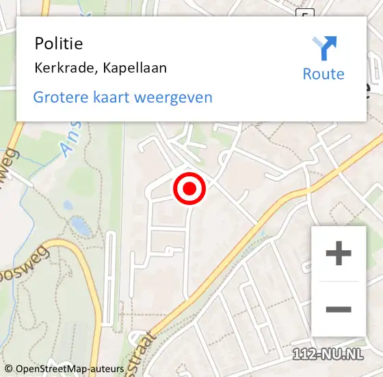 Locatie op kaart van de 112 melding: Politie Kerkrade, Kapellaan op 30 augustus 2022 14:57