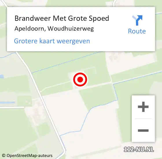 Locatie op kaart van de 112 melding: Brandweer Met Grote Spoed Naar Apeldoorn, Woudhuizerweg op 30 augustus 2022 15:10