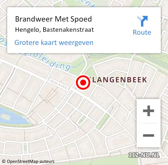 Locatie op kaart van de 112 melding: Brandweer Met Spoed Naar Hengelo, Bastenakenstraat op 30 augustus 2022 15:25