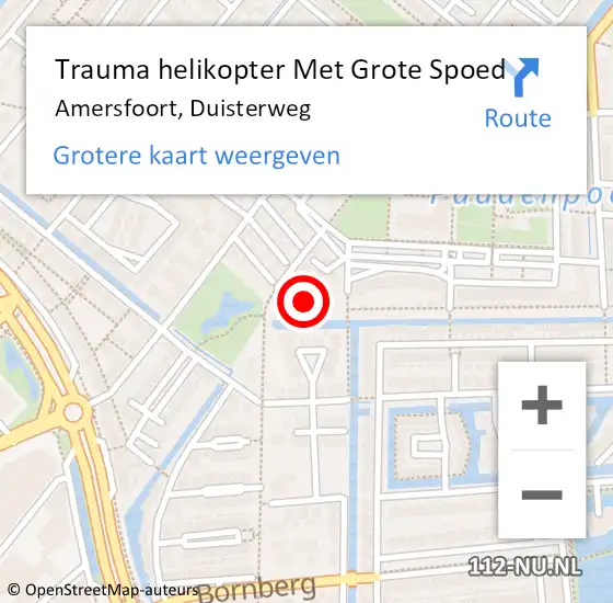 Locatie op kaart van de 112 melding: Trauma helikopter Met Grote Spoed Naar Amersfoort, Duisterweg op 30 augustus 2022 15:36