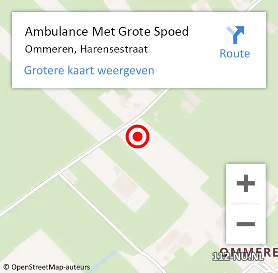 Locatie op kaart van de 112 melding: Ambulance Met Grote Spoed Naar Ommeren, Harensestraat op 30 augustus 2022 15:41