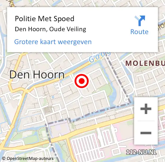 Locatie op kaart van de 112 melding: Politie Met Spoed Naar Den Hoorn, Oude Veiling op 30 augustus 2022 15:52