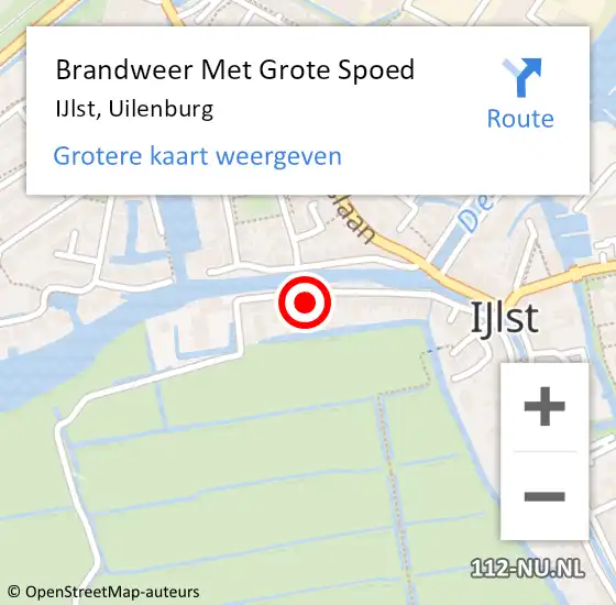 Locatie op kaart van de 112 melding: Brandweer Met Grote Spoed Naar IJlst, Uilenburg op 30 augustus 2022 15:58