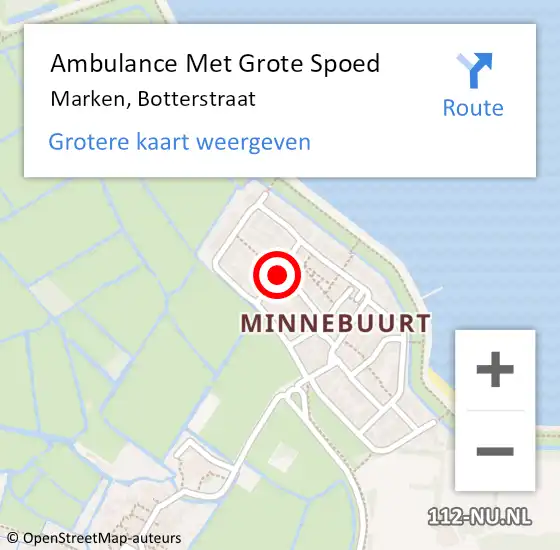 Locatie op kaart van de 112 melding: Ambulance Met Grote Spoed Naar Marken, Botterstraat op 30 augustus 2022 16:22