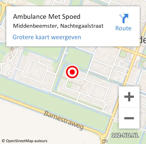 Locatie op kaart van de 112 melding: Ambulance Met Spoed Naar Middenbeemster, Nachtegaalstraat op 30 augustus 2022 16:29