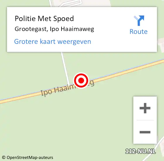 Locatie op kaart van de 112 melding: Politie Met Spoed Naar Grootegast, Ipo Haaimaweg op 30 augustus 2022 16:38