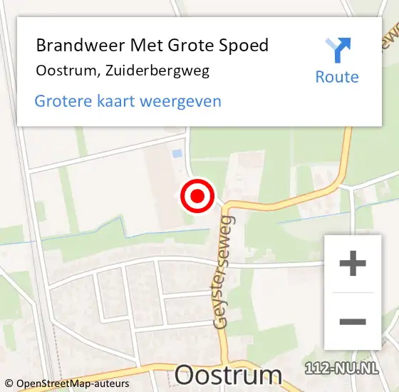 Locatie op kaart van de 112 melding: Brandweer Met Grote Spoed Naar Oostrum, Zuiderbergweg op 30 augustus 2022 16:40