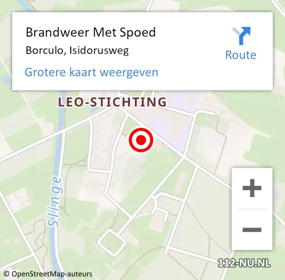 Locatie op kaart van de 112 melding: Brandweer Met Spoed Naar Borculo, Isidorusweg op 30 augustus 2022 16:41