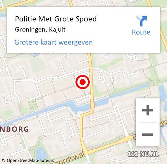 Locatie op kaart van de 112 melding: Politie Met Grote Spoed Naar Groningen, Kajuit op 30 augustus 2022 16:45