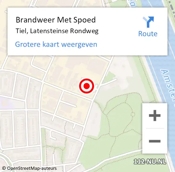 Locatie op kaart van de 112 melding: Brandweer Met Spoed Naar Tiel, Latensteinse Rondweg op 30 augustus 2022 16:52