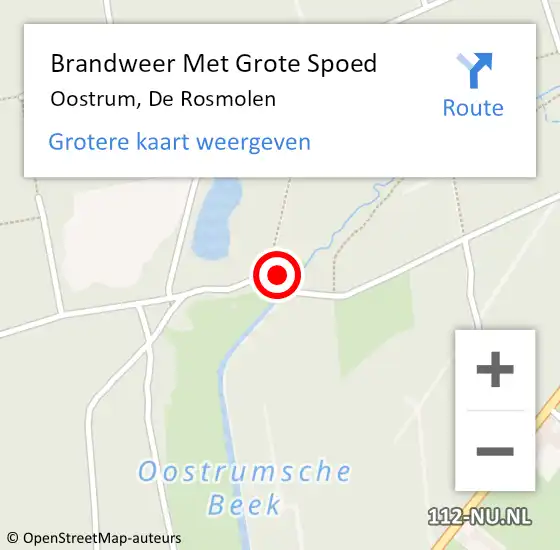 Locatie op kaart van de 112 melding: Brandweer Met Grote Spoed Naar Oostrum, De Rosmolen op 30 augustus 2022 17:08