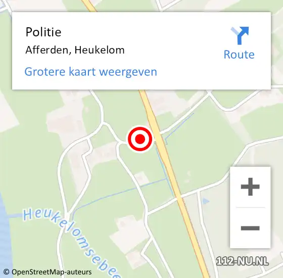 Locatie op kaart van de 112 melding: Politie Afferden, Heukelom op 30 augustus 2022 17:21