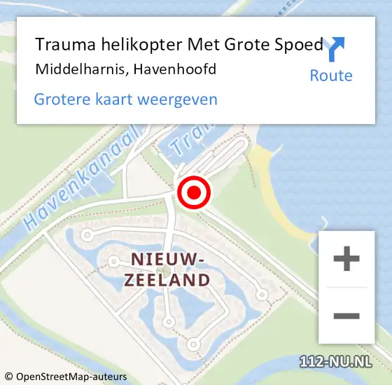 Locatie op kaart van de 112 melding: Trauma helikopter Met Grote Spoed Naar Middelharnis, Havenhoofd op 30 augustus 2022 17:23