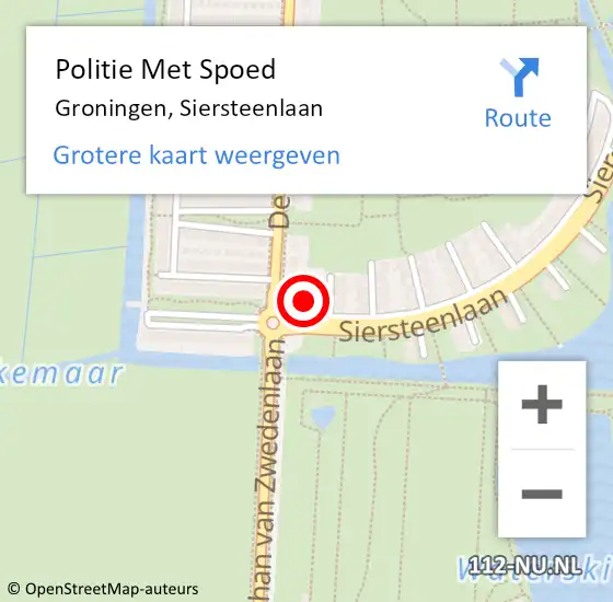 Locatie op kaart van de 112 melding: Politie Met Spoed Naar Groningen, Siersteenlaan op 30 augustus 2022 17:35