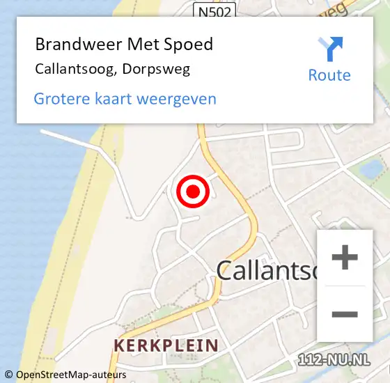 Locatie op kaart van de 112 melding: Brandweer Met Spoed Naar Callantsoog, Dorpsweg op 30 augustus 2022 17:38