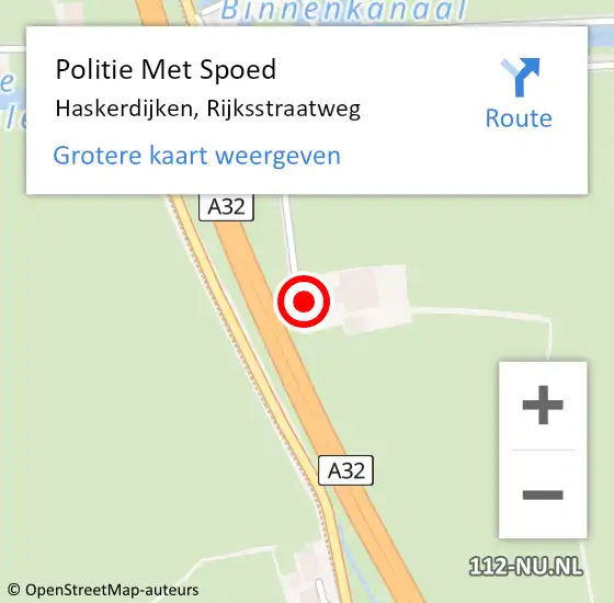 Locatie op kaart van de 112 melding: Politie Met Spoed Naar Haskerdijken, Rijksstraatweg op 30 augustus 2022 17:53